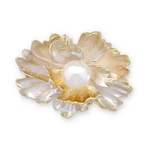 Broschen Blume mit Perle Gold-white
