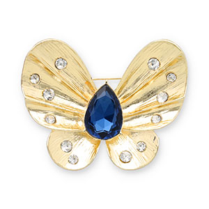 Broschen Schmetterling Gold-dark blue-transparent