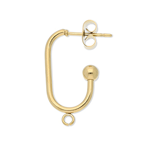 Stainless Steel - Rostfrei Stahl Schmuckzubeh&ouml;r Ohrringe / Ohrstecker Lang Oval mit &Ouml;se Gold