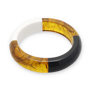 Resin-Armb&auml;nder Bangle Transparent amber brown-white
