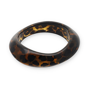 Resin-Armb&auml;nder Bangle mit Leopard-Print Transparent amber brown