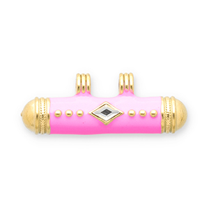 Stainless Steel - Rostfrei Stahl Message Bead Anh&auml;nger Gold-pink-transparent