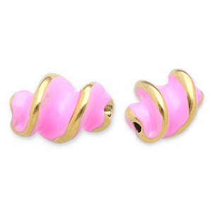 Stainless Steel - Rostfrei Stahl Perlen Twisted Gold-pink