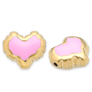 Stainless Steel - Rostfrei Stahl Perlen Herz Gold-pink