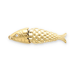 Stainless Steel - Rostfrei Stahl Anh&auml;nger Fisch Gold-transparent