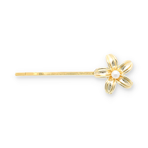 Haarschmuck Haarklammer Blume mit Imitation Perle Gold-white