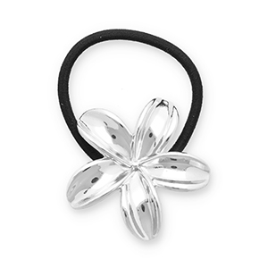 Haarschmuck Haargummi mit Metall Blume Silver-black