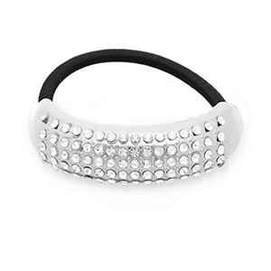 Haarschmuck Haargummi mit Metall mit Strass Silver-black-transparent