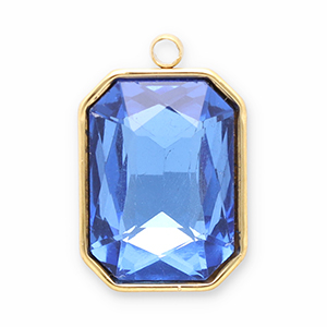 Stainless Steel - Rostfrei Stahl Anh&auml;nger Facet Rechteck Gold-dark blue