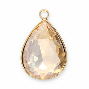 Stainless Steel - Rostfrei Stahl Anh&auml;nger Facet Tropfenform Gold-champagne