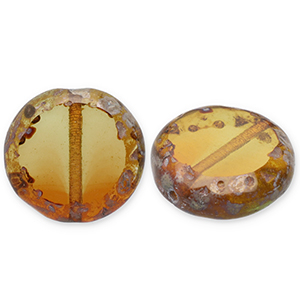 B&ouml;hmische Perlen TCB Rund 14mm Peridot-topaz