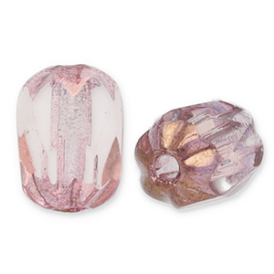 B&ouml;hmische Perlen FPB Oval 6x4mm Rosaline-bronze