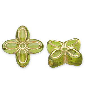 Acrylperlen Blume Olive green-gold