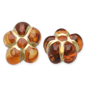 Acrylperlen Blume Cognac brown-gold