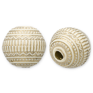 Acrylperlen Rund Off white-gold