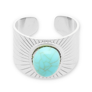 Ringe aus Stainless Steel - Rostfreiem Stahl mit Imitation von Naturstein Silver-turquoise