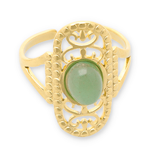 Ringe aus Stainless Steel - Rostfreiem Stahl mit Naturstein Gold-jade green