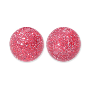 8 mm Acrylperlen mit Glitzer Cherry pink-silver