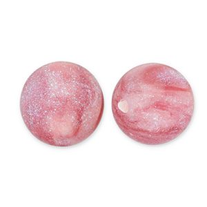 12 mm Acrylperlen mit Glitzer Pink-turquoise