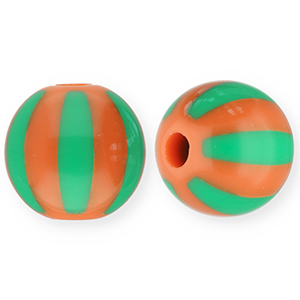 12 mm Acrylperlen mit Streifen Warm orange-green