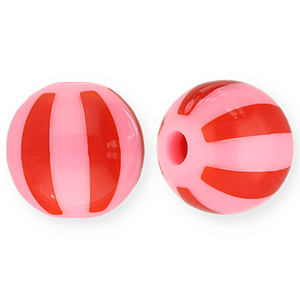 12 mm Acrylperlen mit Streifen Pink-red