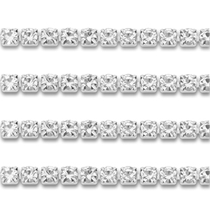 Strass Ketten aus Stainless Steel - Rostfreiem Stahl 3mm Silver-crystal