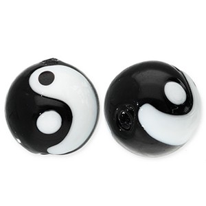 Glasperlen Yin & Yang Black-white