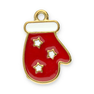 Stainless Steel - Rostfrei Stahl Anh&auml;nger Handschuh Gold-red-white