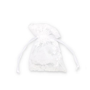 Schmuckbeutel Organza blume White