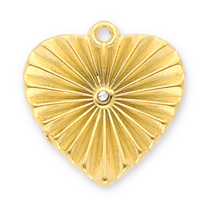 Stainless Steel - Rostfrei Stahl Anh&auml;nger Herz mit Strass Gold-transparent