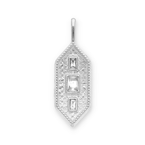 Stainless Steel - Rostfrei Stahl Anh&auml;nger Hexagon Silver-transparent