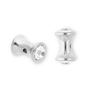 Stainless Steel - Rostfrei Stahl Perlen Diabolo mit Strass Silver-transparent