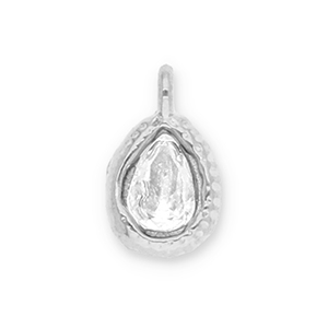 Stainless Steel - Rostfrei Stahl Anh&auml;nger Tropfenform mit Facet Silver-transparent