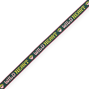 BY31&reg; Schmuckband mit Text "Wild Heart" Dark green-light pink-yellow-purple