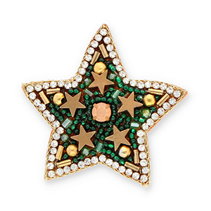 Broschen Stern Green-crystal-brown