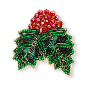 Broschen mit Stechpalmenmotiv Green-red-black