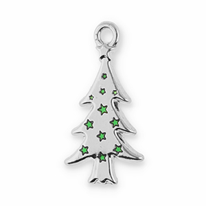 Metall Anh&auml;nger Weihnachtsbaum Silver-green