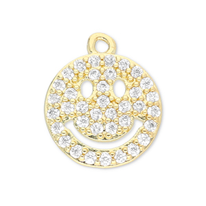 Brass TQ Metall Anh&auml;nger Smiley Gold-transparent