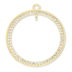 Brass TQ Metall Anh&auml;nger Rond mit &Ouml;se Gold-transparent