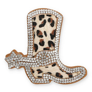 Statement hangers mit Strass Cowboystiefel mit Leopard-Print Crystal-beige-brown