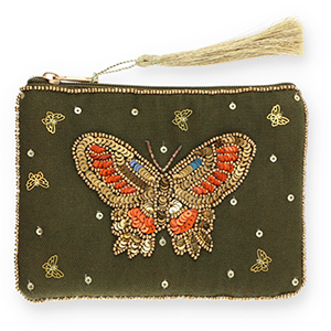 Etui Schmetterling Dark olive green-gold-orange-blue