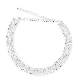 Brass TQ Metall Choker mit Strass Silver-crystal
