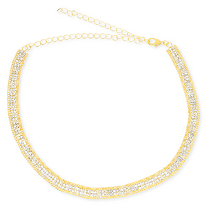 Brass TQ Metall Choker mit Strass Gold-crystal