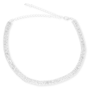 Brass TQ Metall Choker mit Strass Silver-crystal