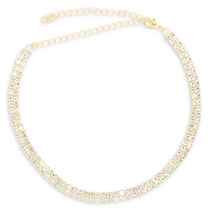 Brass TQ Metall Choker mit Strass Gold-crystal