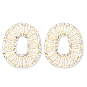 Eco-brass&reg; (nachaltiges Messing) Ohrringe / Ohrstecker mit Zirkonia Oval Gold-crystal