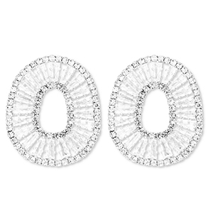 Eco-brass&reg; (nachaltiges Messing) Ohrringe / Ohrstecker mit Zirkonia Oval Silver-crystal