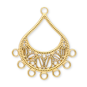 Stainless Steel - Rostfrei Stahl Schmuckzubeh&ouml;r Anh&auml;nger Tropfenform mit 7 &Ouml;sen Gold