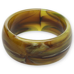 Resin-Armb&auml;nder Bangle Olive green-brown-white