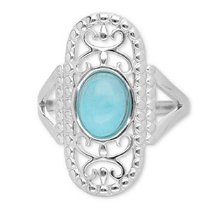 Ringe aus Stainless Steel - Rostfreiem Stahl mit Naturstein Silver-turquoise